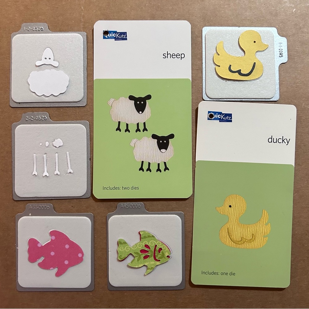 Quickutz FISHES, SHEEP & DUCKY 2” x 2” dies